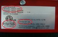 Location of model number, manufacturing date and certification file number on label for Profusion Heat, Prestige and Matrix Portable Garage Heater